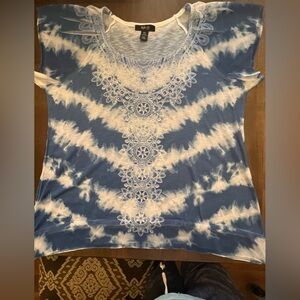 Women's Blue Tie-Dye Top